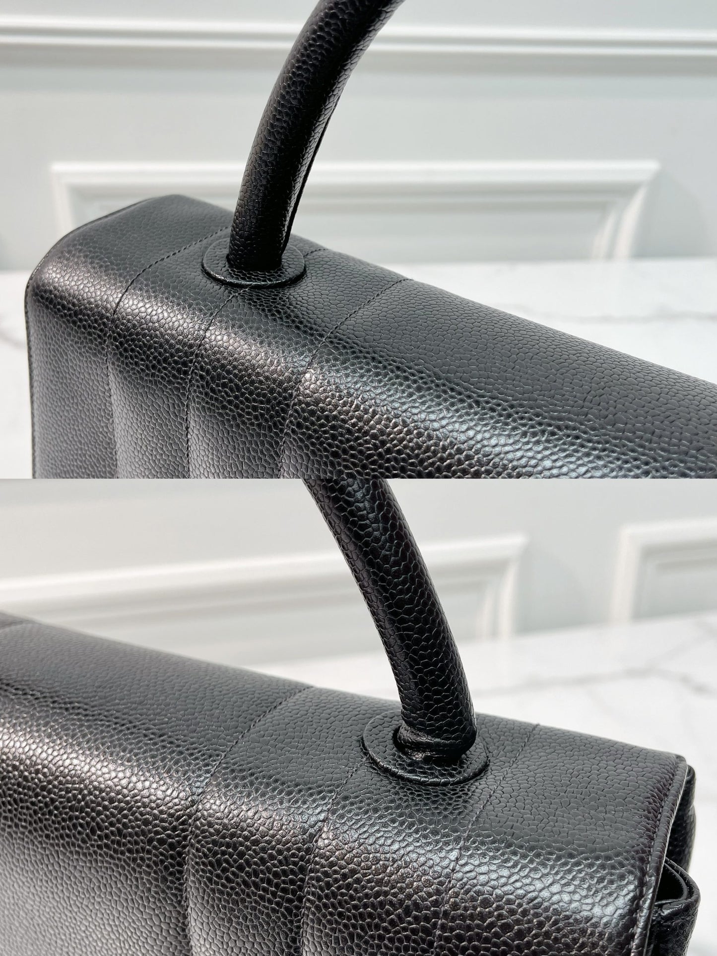 CHANEL TOP HANDLE BAG, BLACK/GOLD