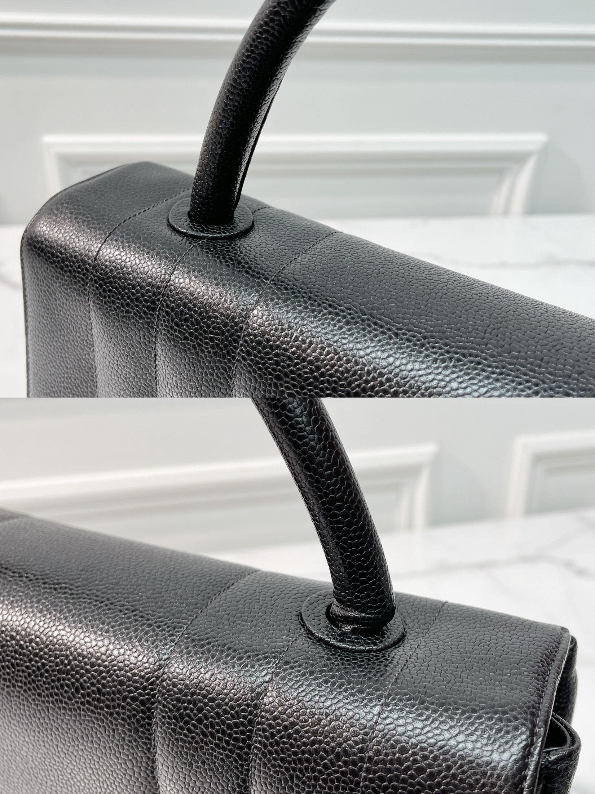 CHANEL TOP HANDLE BAG, BLACK/GOLD