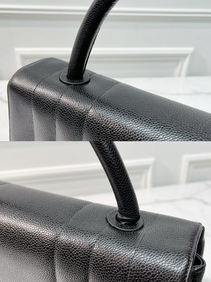 CHANEL TOP HANDLE BAG, BLACK/GOLD