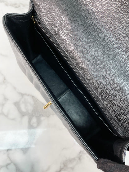 CHANEL TOP HANDLE BAG, BLACK/GOLD