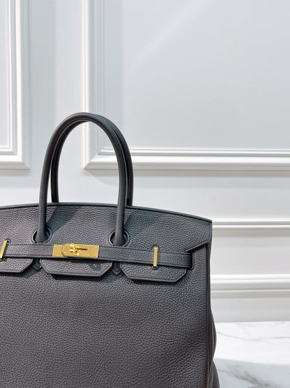 HERMES BIRKIN 35, NOIR/GOLD