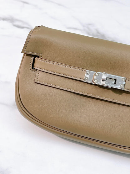 HERMES KELLY MOOVE, ETOUPE/SILVER