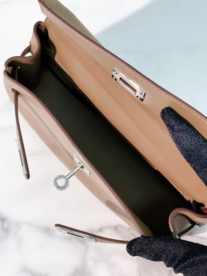 HERMES KELLY MOOVE, ETOUPE/SILVER