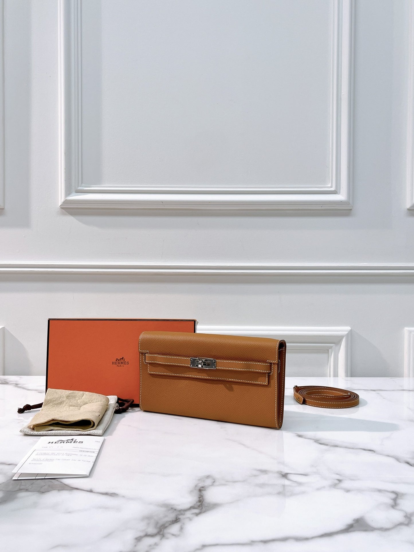 HERMES KELLY TO GO GOLD/SILVER