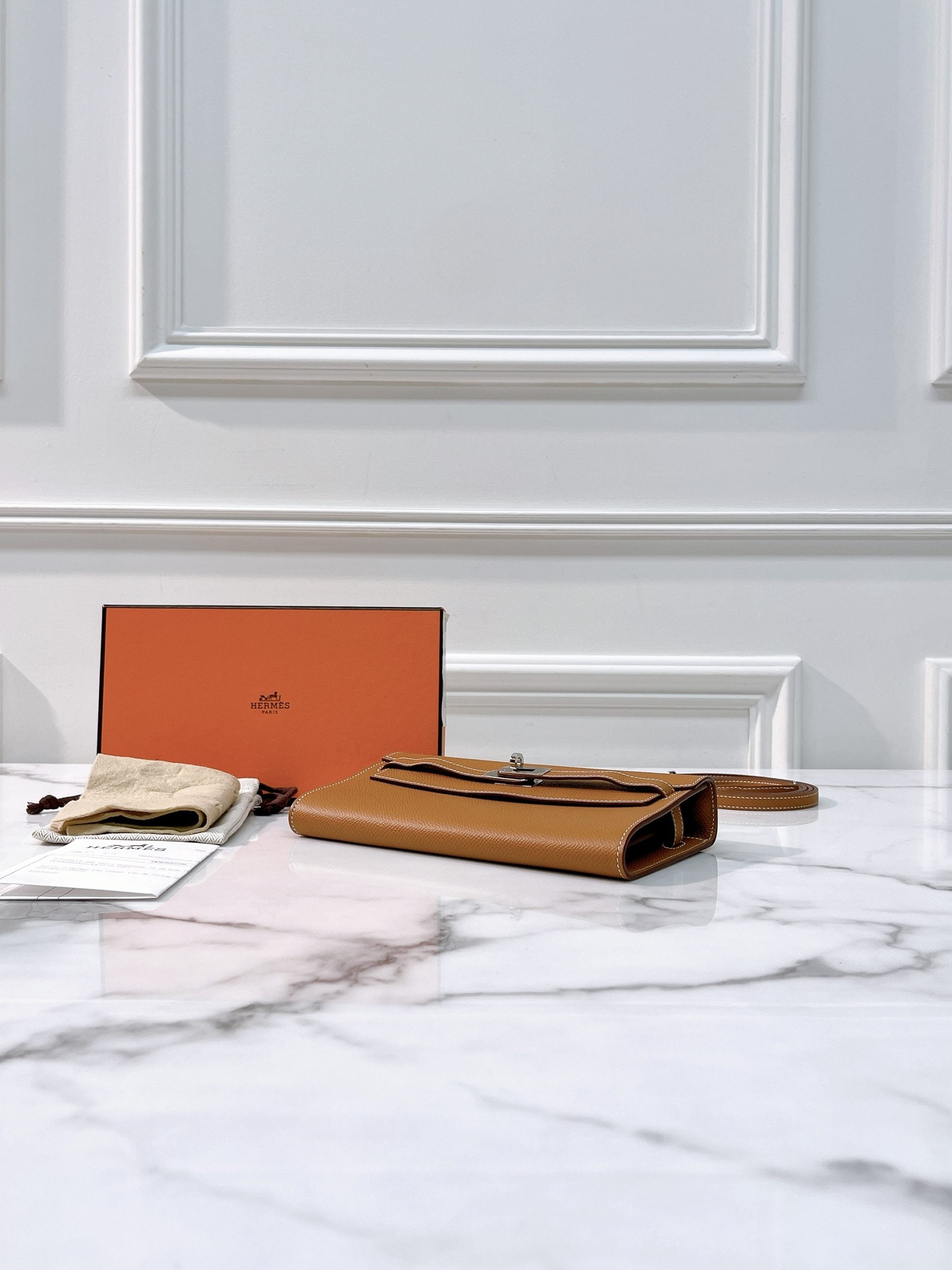 HERMES KELLY TO GO GOLD/SILVER