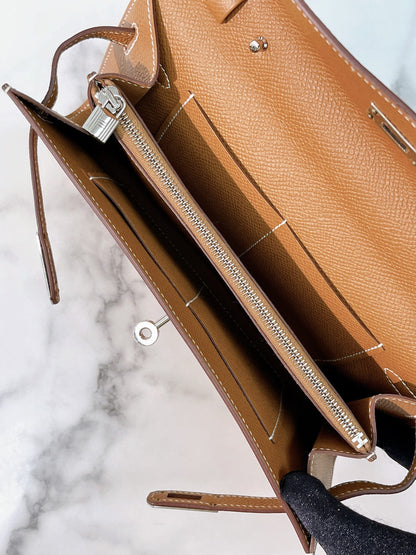 HERMES KELLY TO GO GOLD/SILVER