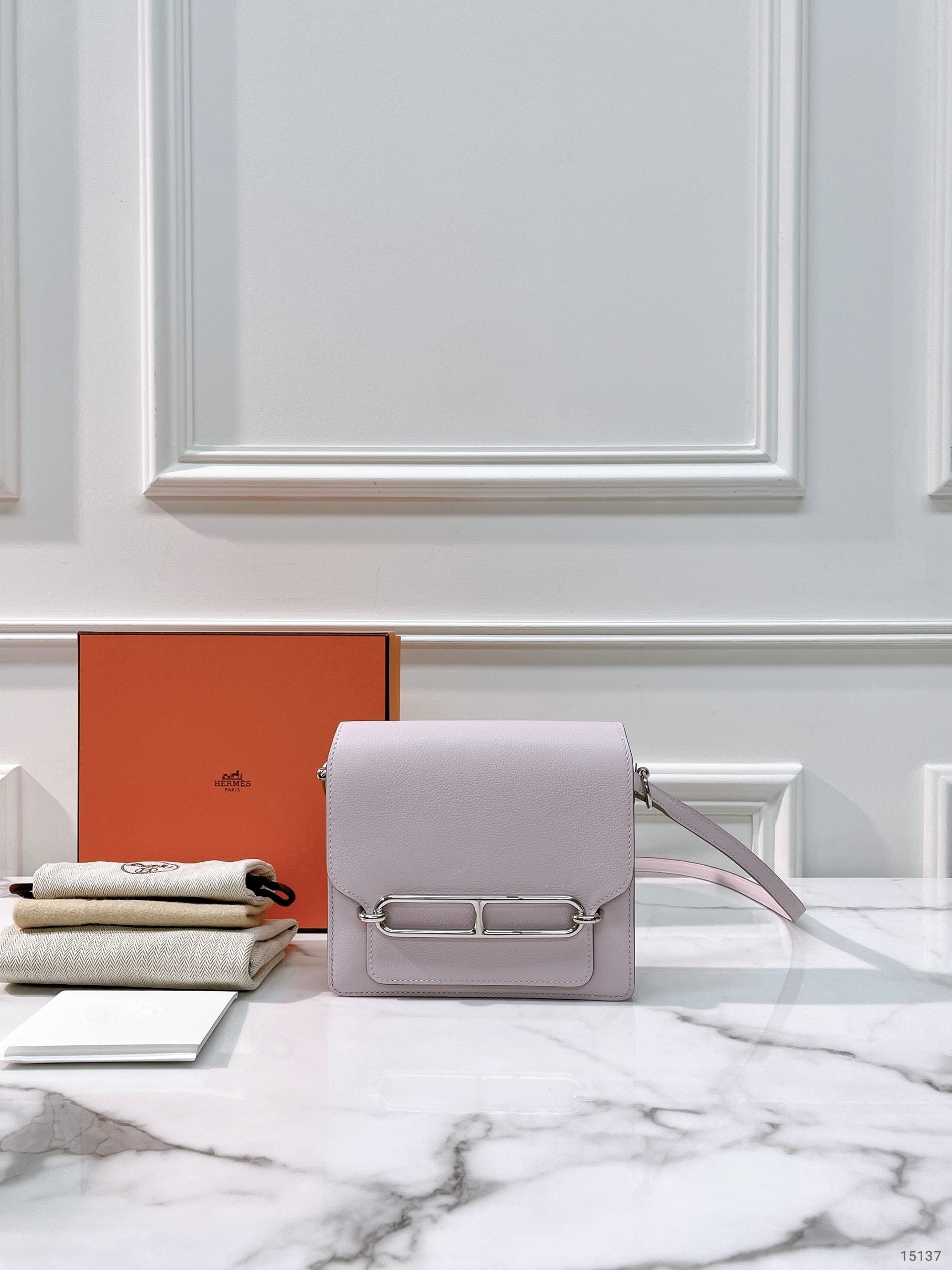HERMES ROULIS MINI MAUVE PALE/SILVER