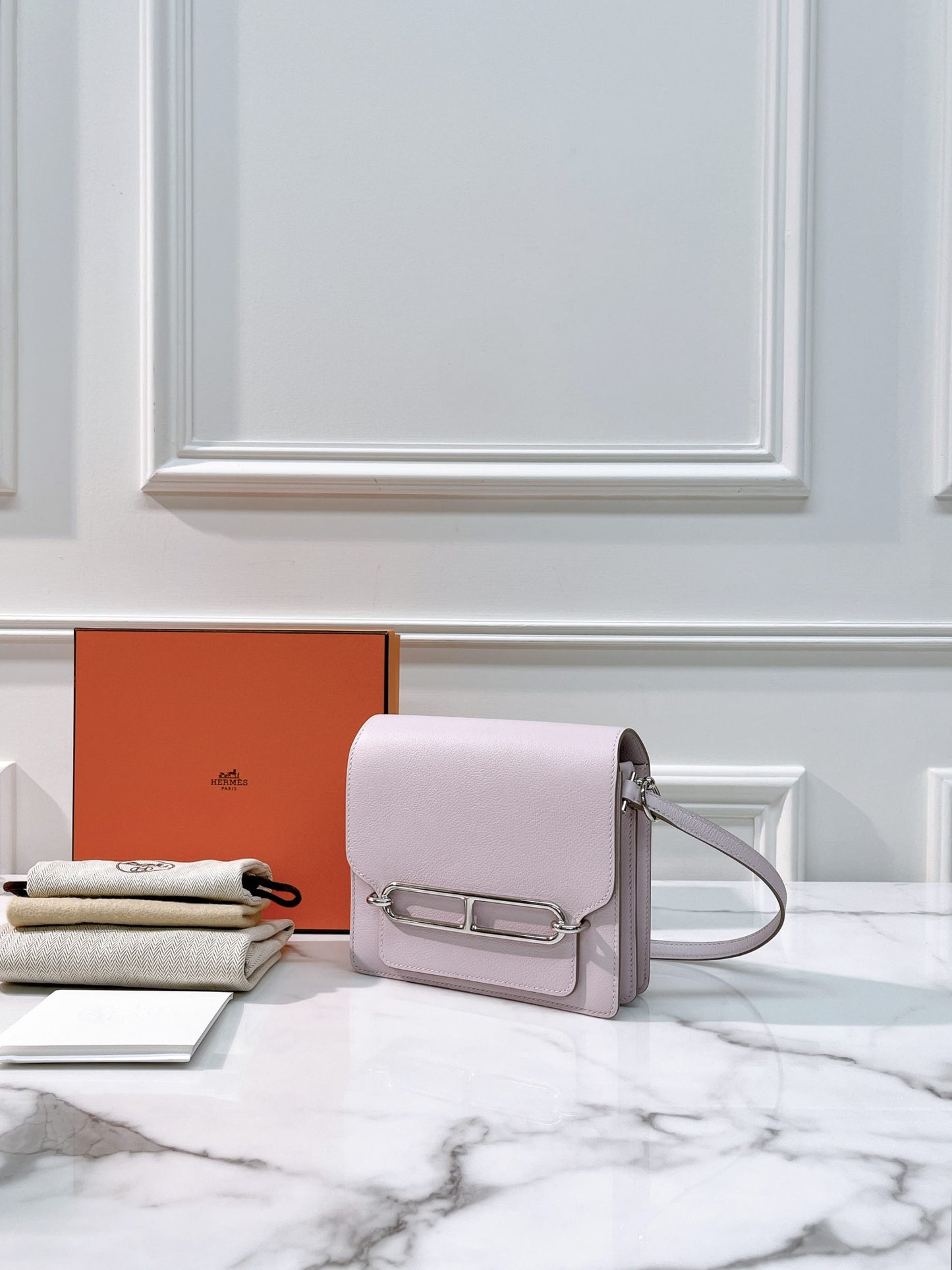 HERMES ROULIS MINI MAUVE PALE/SILVER