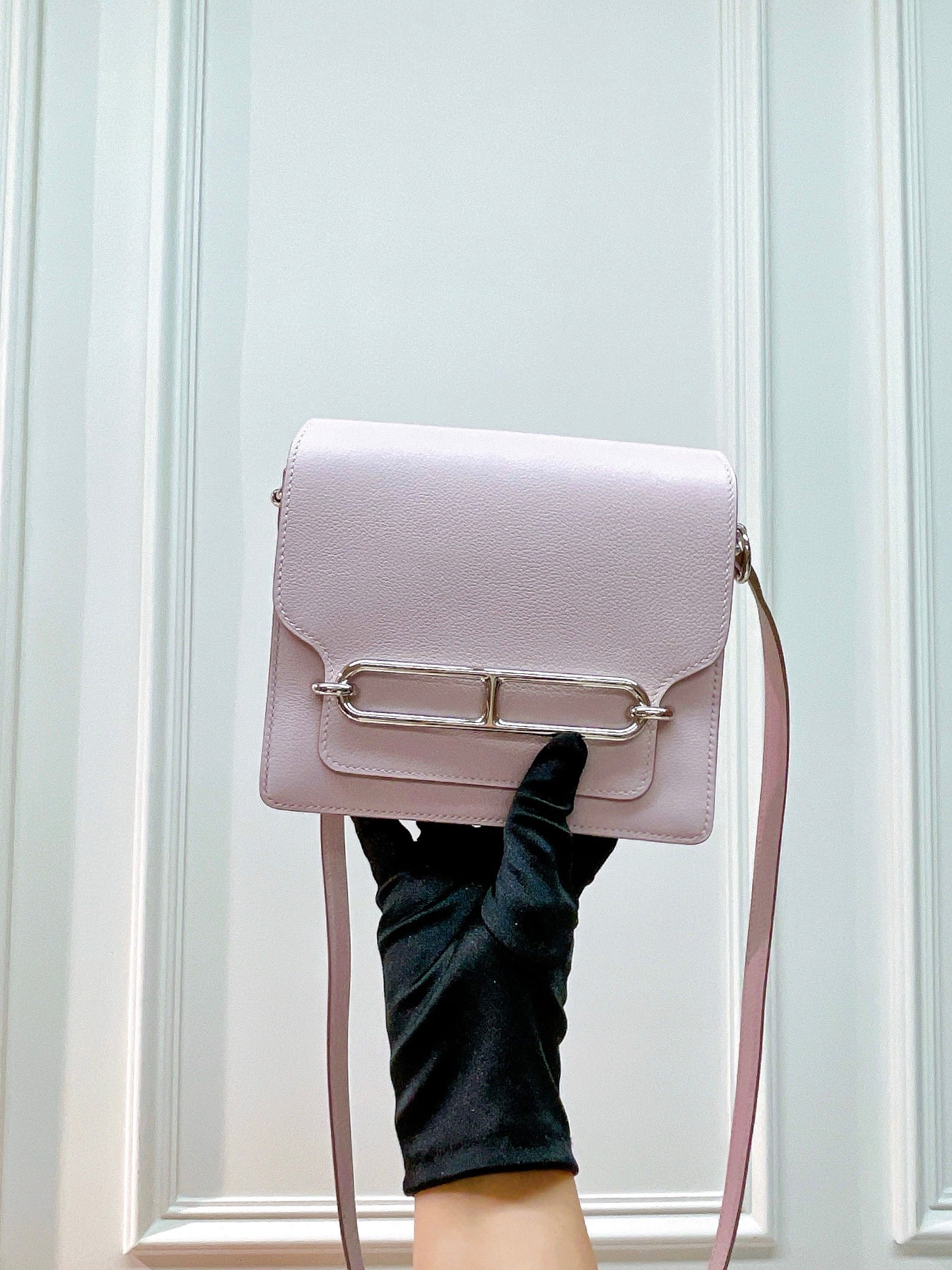 HERMES ROULIS MINI MAUVE PALE/SILVER