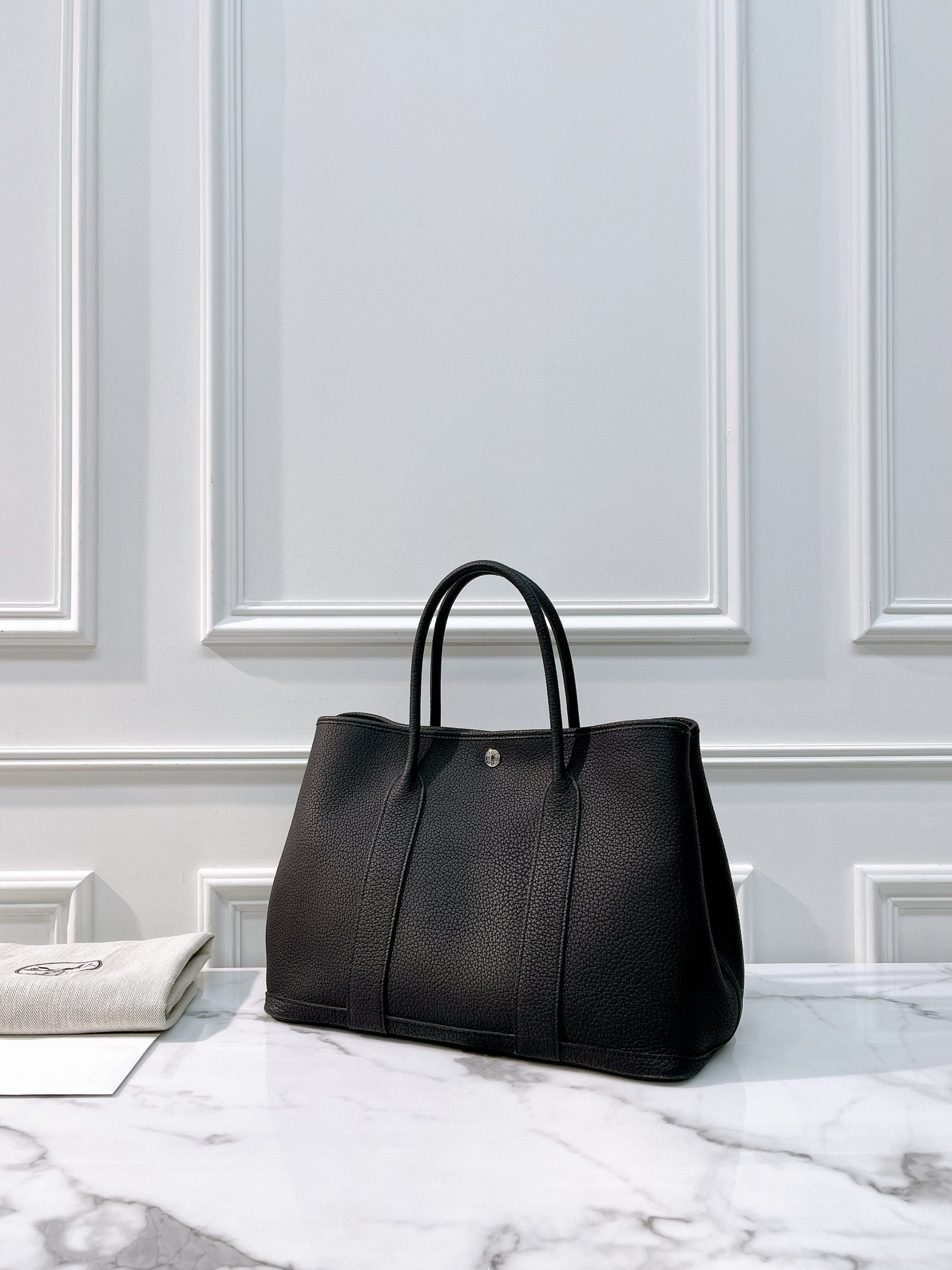 HERMES GARDEN PARTY 36 NOIR/SILVER