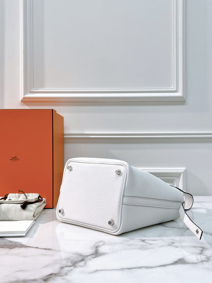 HERMES PICOTIN 18 NEW WHITE/SILVER