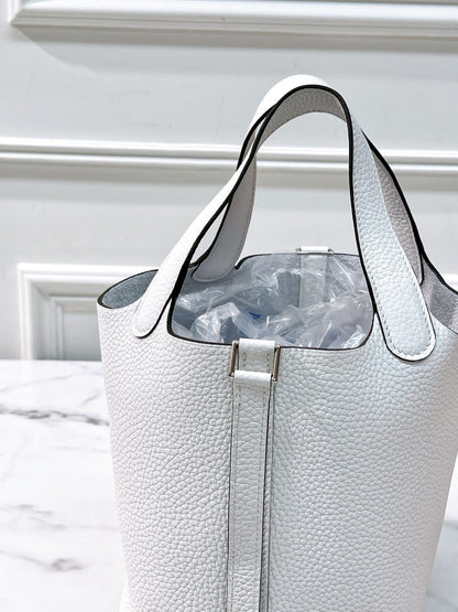 HERMES PICOTIN 18 NEW WHITE/SILVER