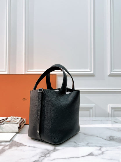 HERMES PICOTIN 22 NOIR/SILVER