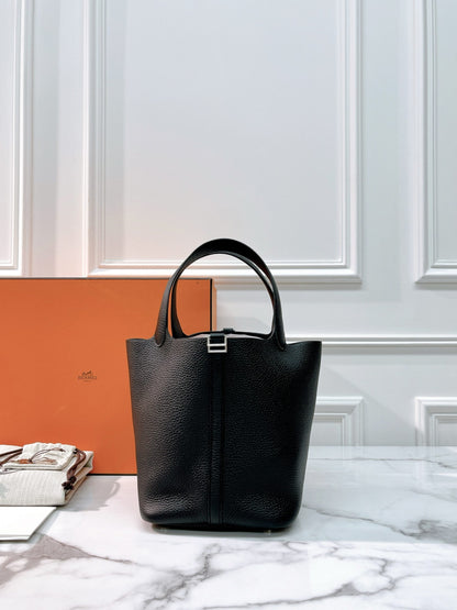 HERMES PICOTIN 22 NOIR/SILVER