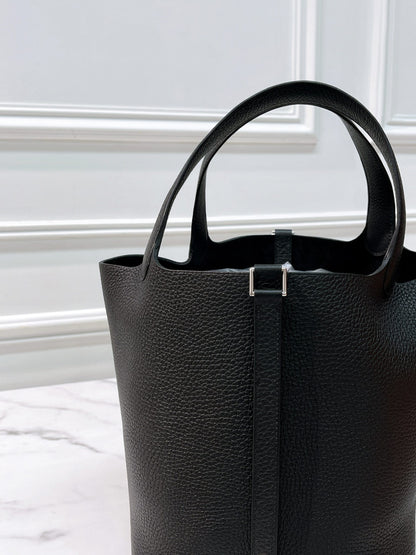 HERMES PICOTIN 22 NOIR/SILVER