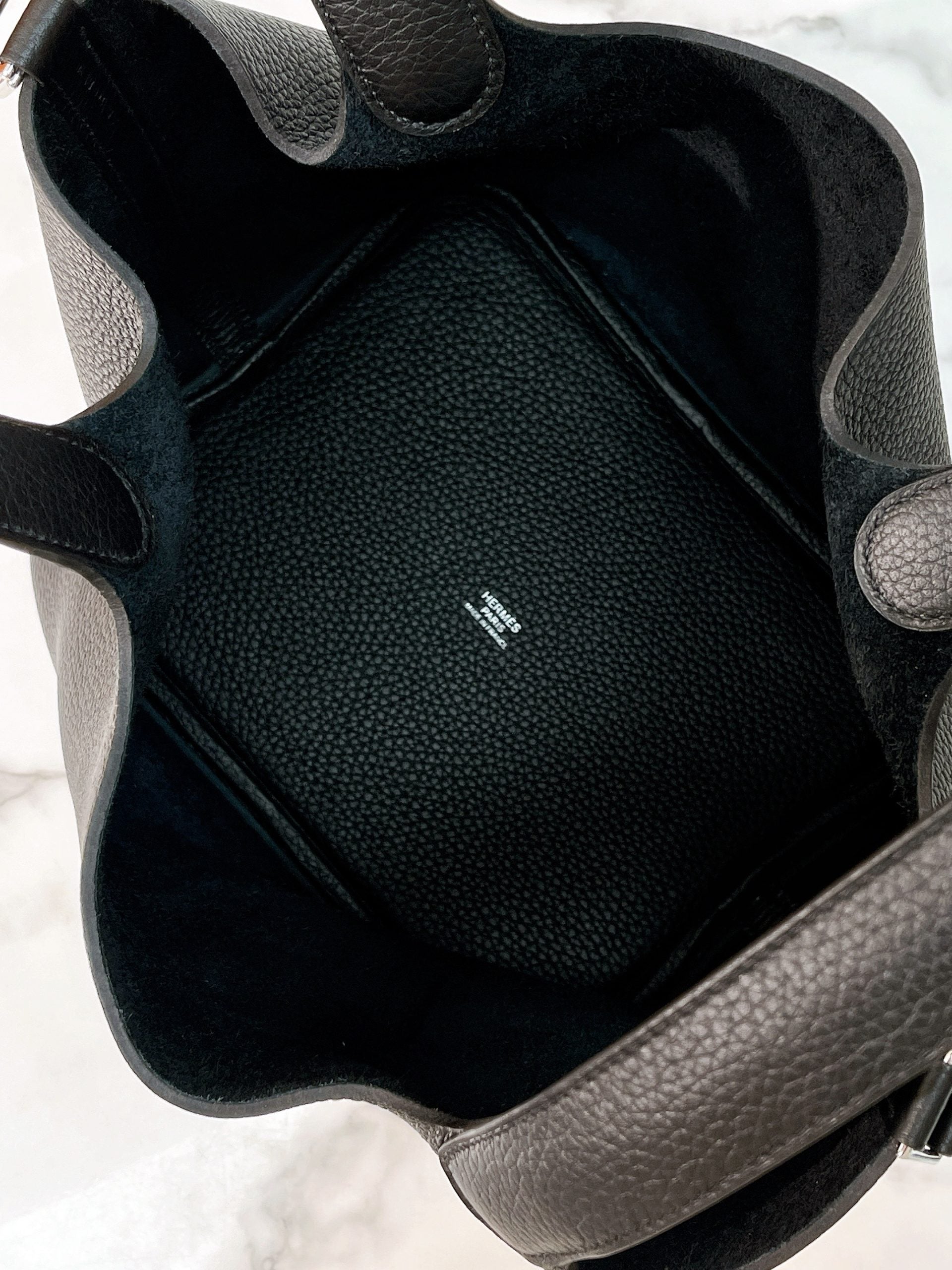 HERMES PICOTIN 22 NOIR/SILVER