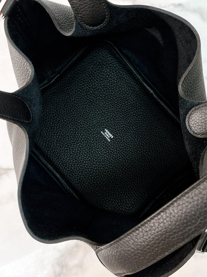 HERMES PICOTIN 22 NOIR/SILVER