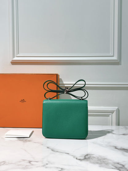 HERMES CONSTANCE MINI VERT VERTIGO/SILVER