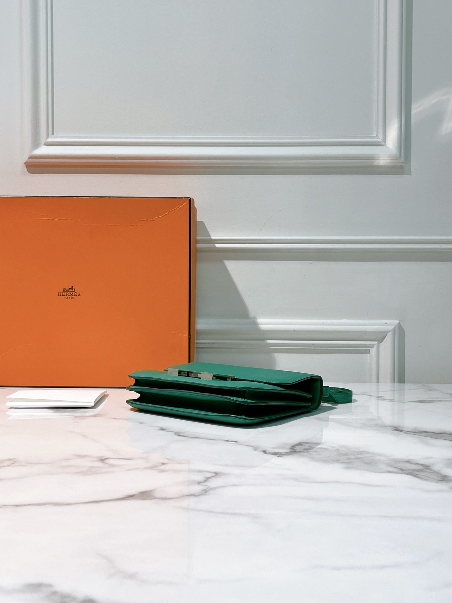 HERMES CONSTANCE MINI VERT VERTIGO/SILVER