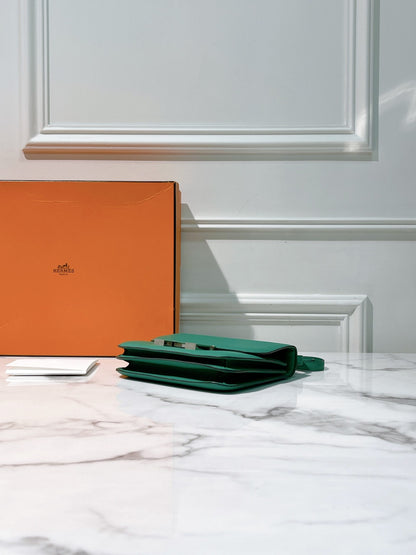 HERMES CONSTANCE MINI VERT VERTIGO/SILVER