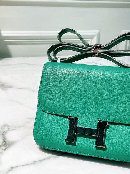 HERMES CONSTANCE MINI VERT VERTIGO/SILVER