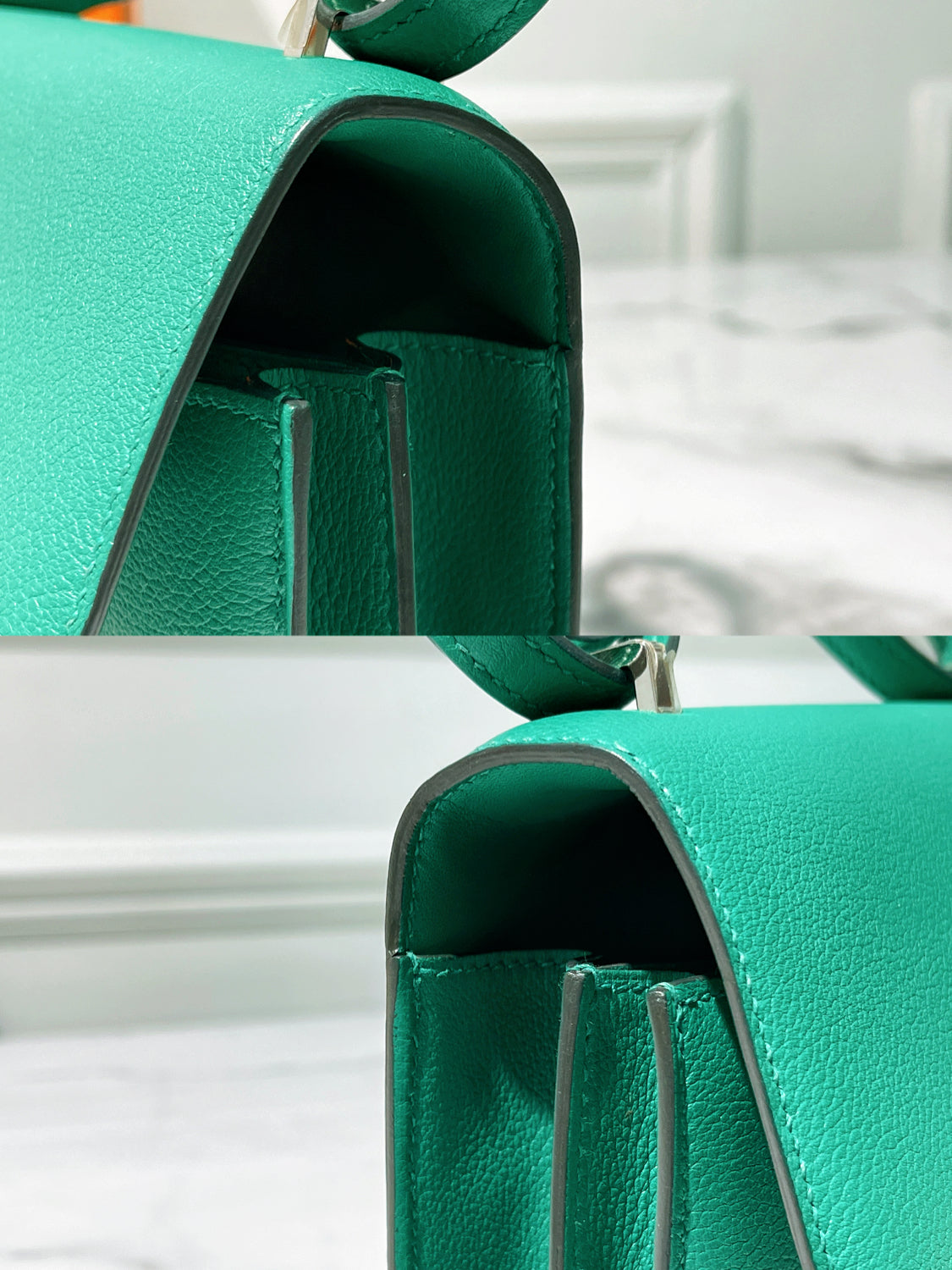 HERMES CONSTANCE MINI VERT VERTIGO/SILVER