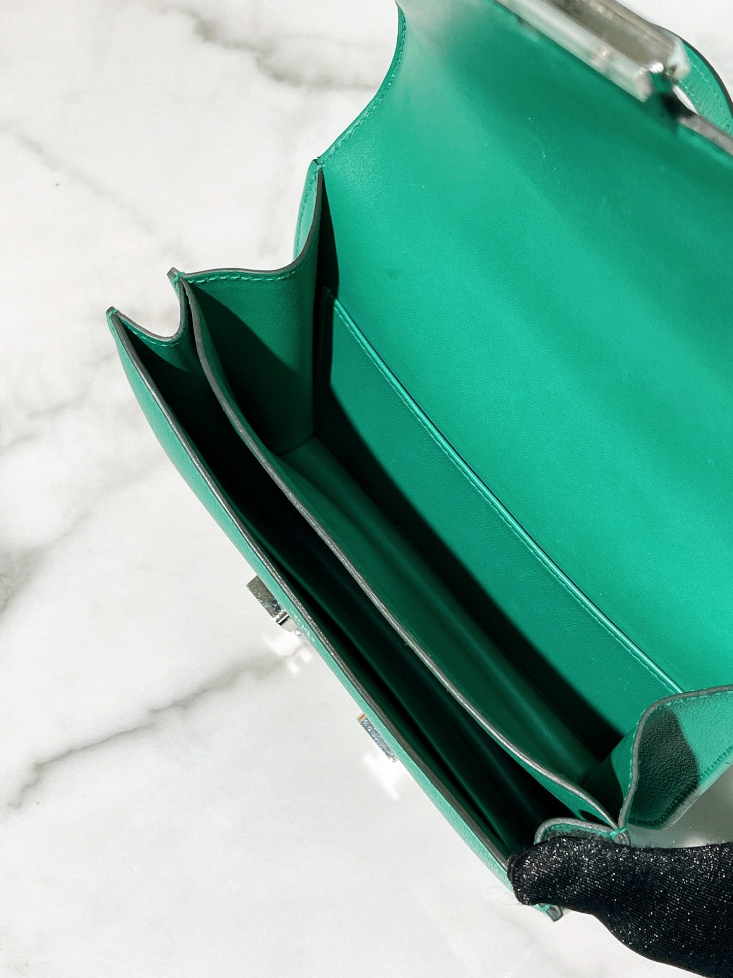 HERMES CONSTANCE MINI VERT VERTIGO/SILVER