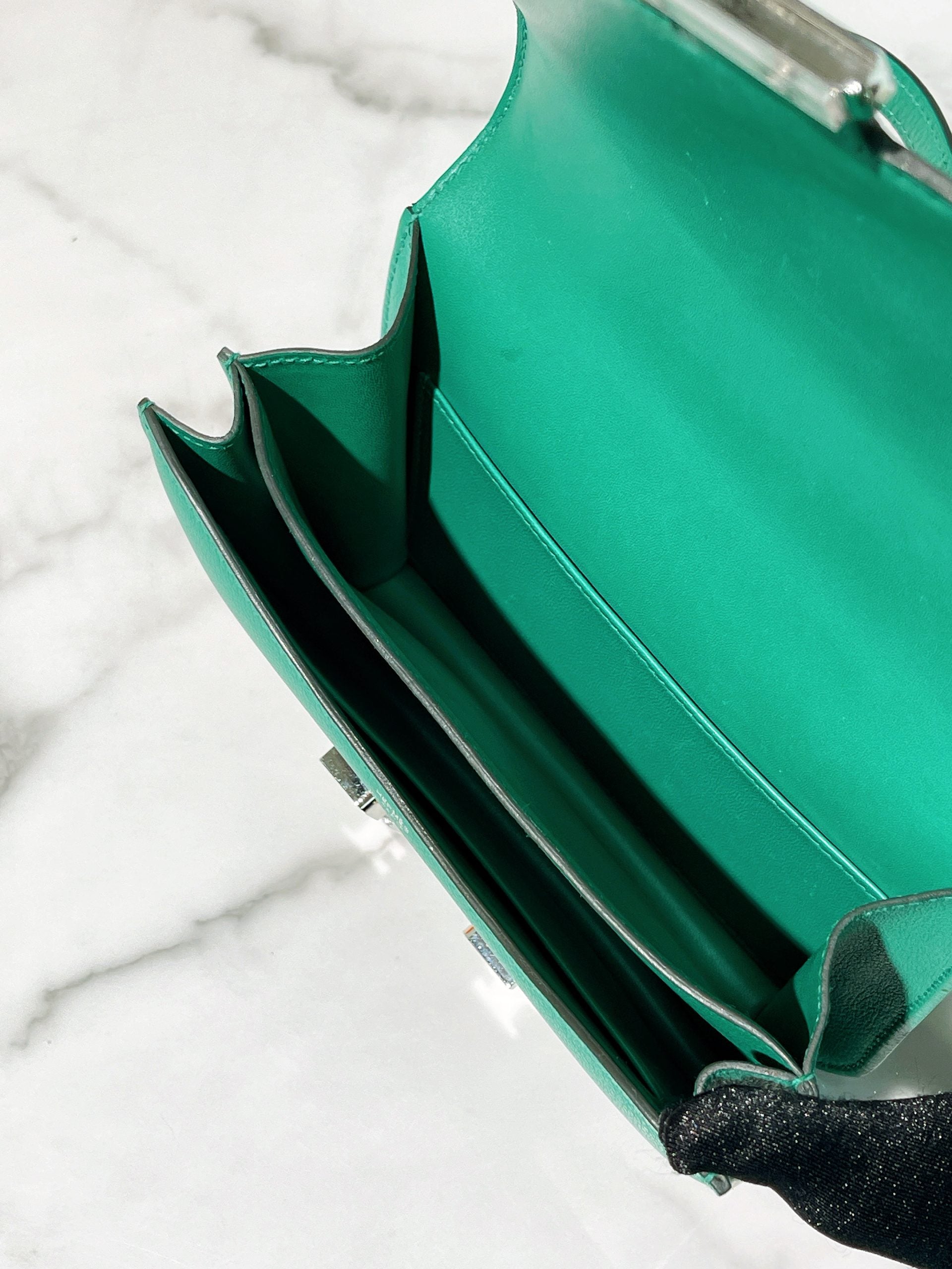 HERMES CONSTANCE MINI VERT VERTIGO/SILVER