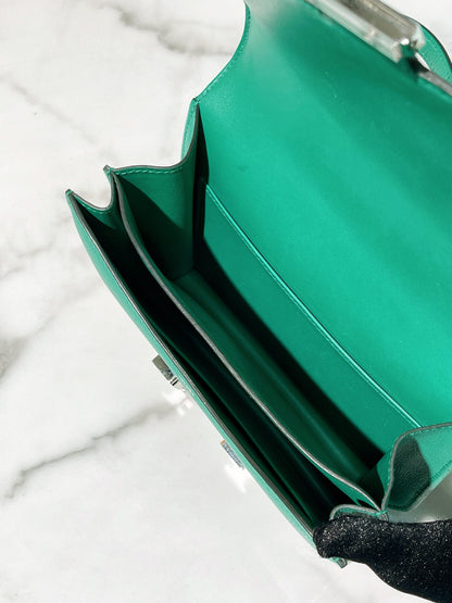 HERMES CONSTANCE MINI VERT VERTIGO/SILVER