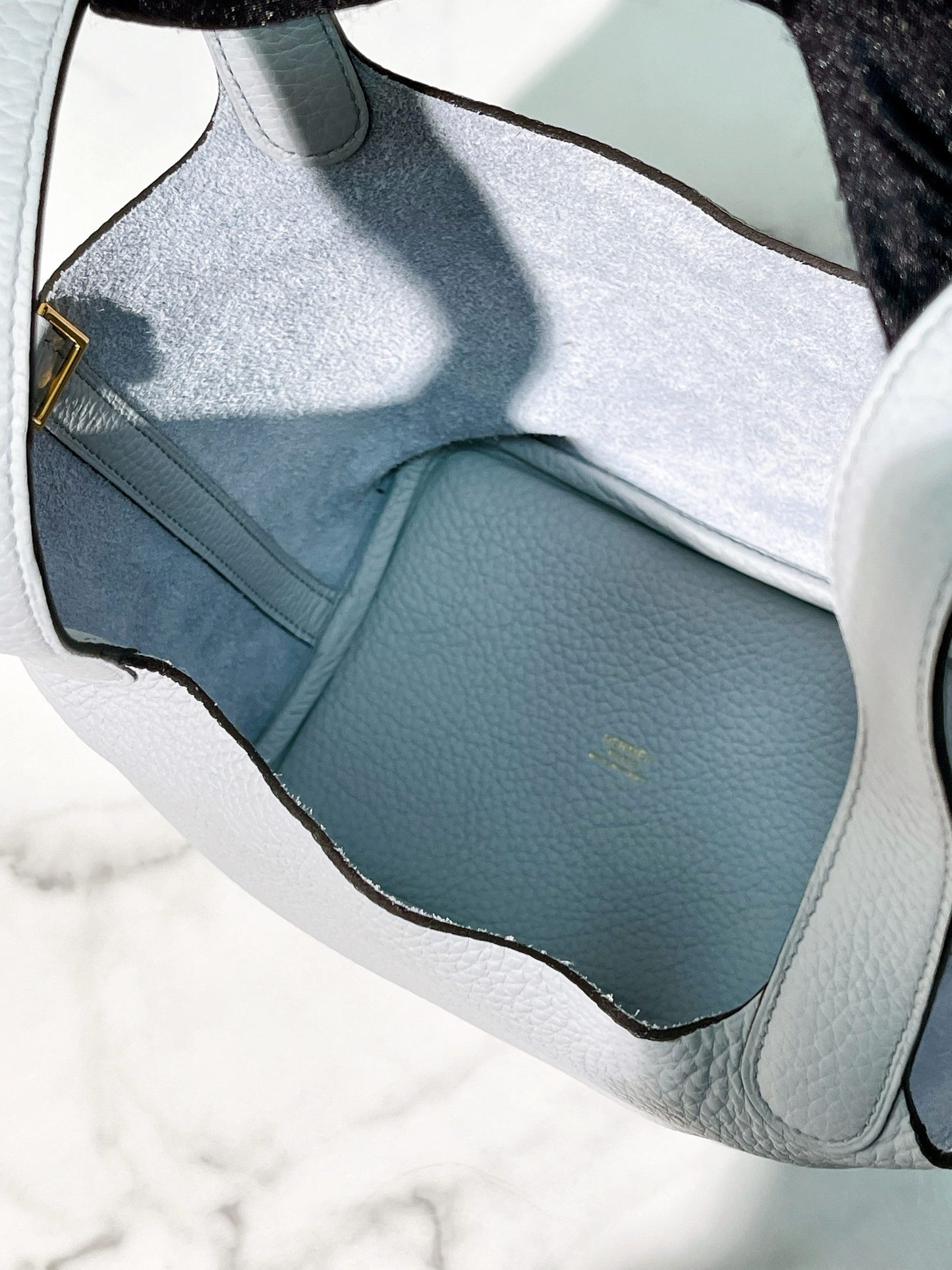 HERMES PICOTIN 18 BLEU PALE/GOLD