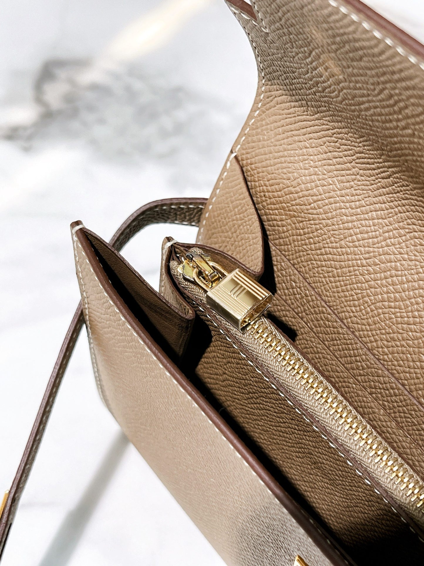 HERMES KELLY LONG WALLET ETOUPE/GOLD