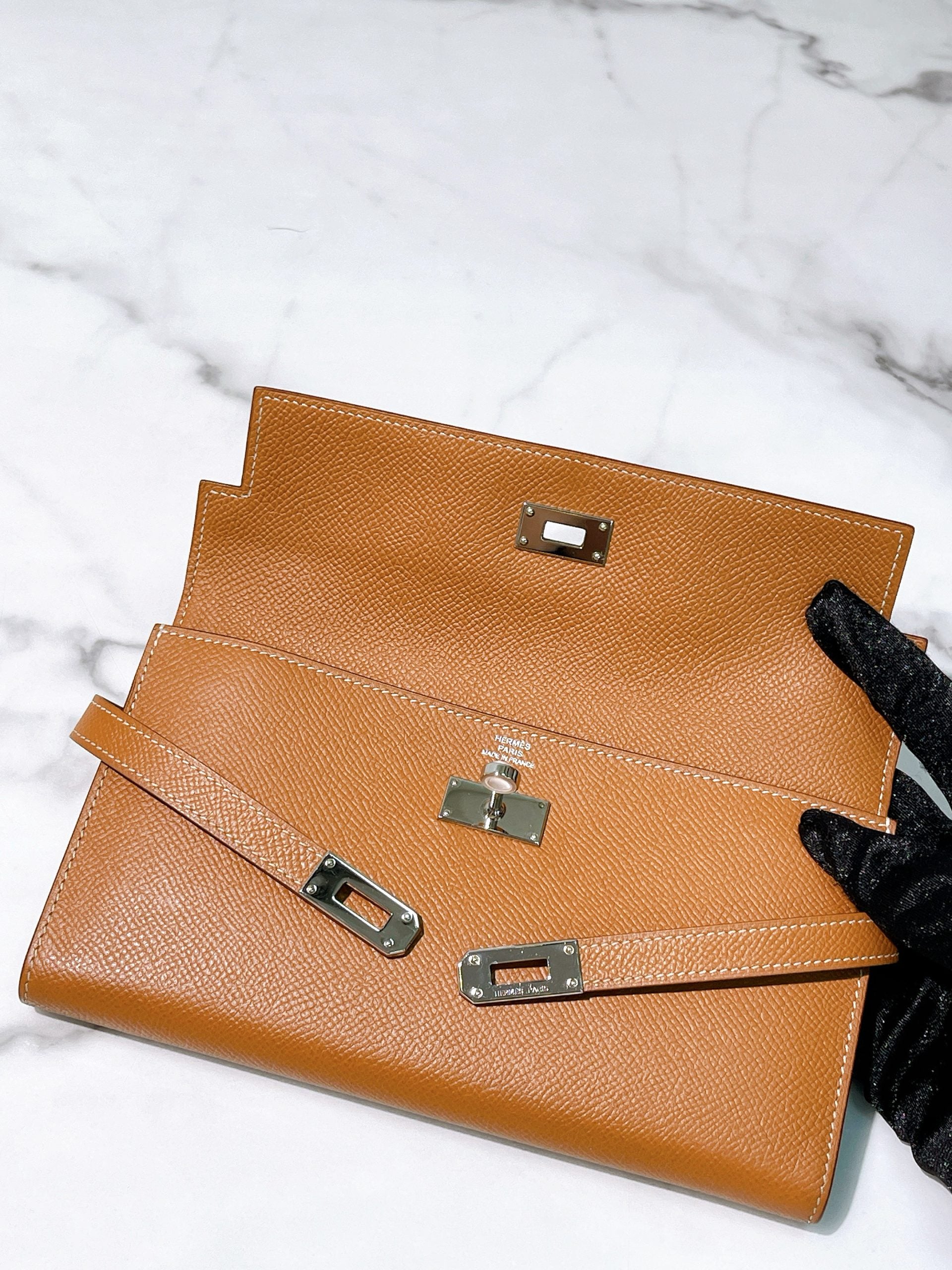 HERMES KELLY LONG WALLET GOLD/GOLD