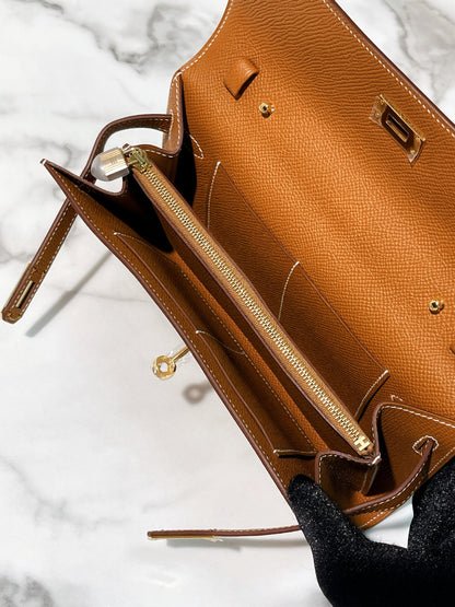 HERMES KELLY TO GO GOLD/GOLD