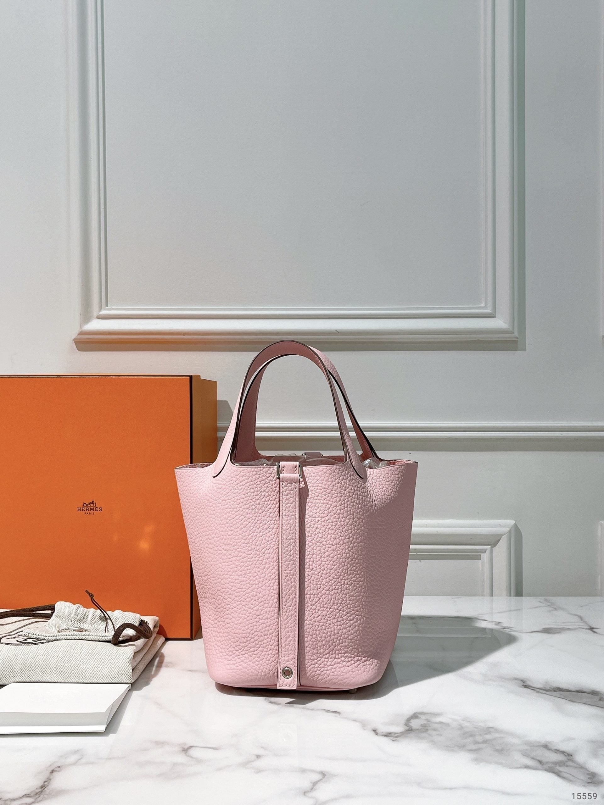 HERMES PICOTIN 18 ROSE SAKURA/SILVER
