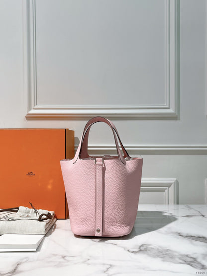 HERMES PICOTIN 18 ROSE SAKURA/SILVER
