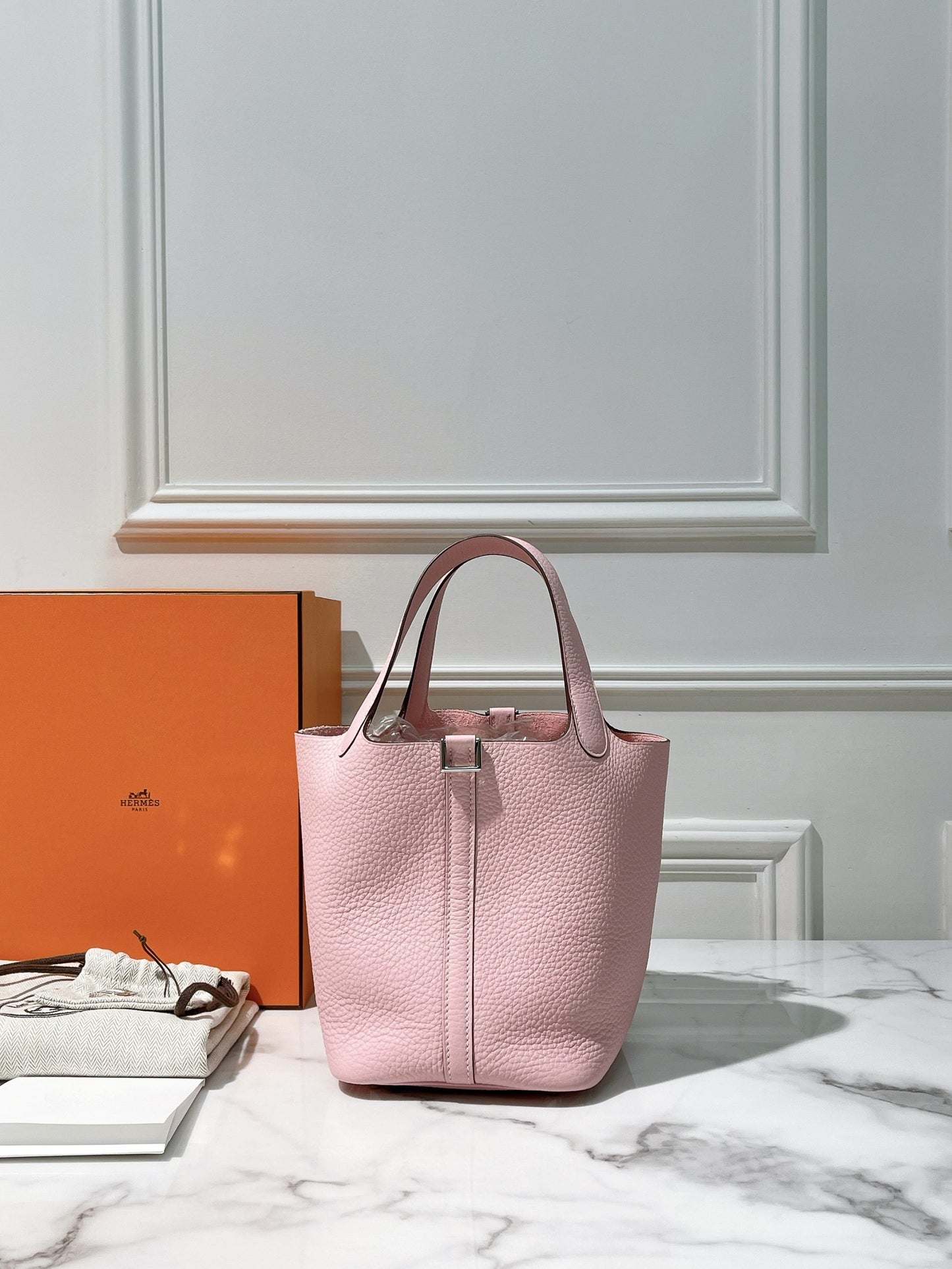 HERMES PICOTIN 18 ROSE SAKURA/SILVER