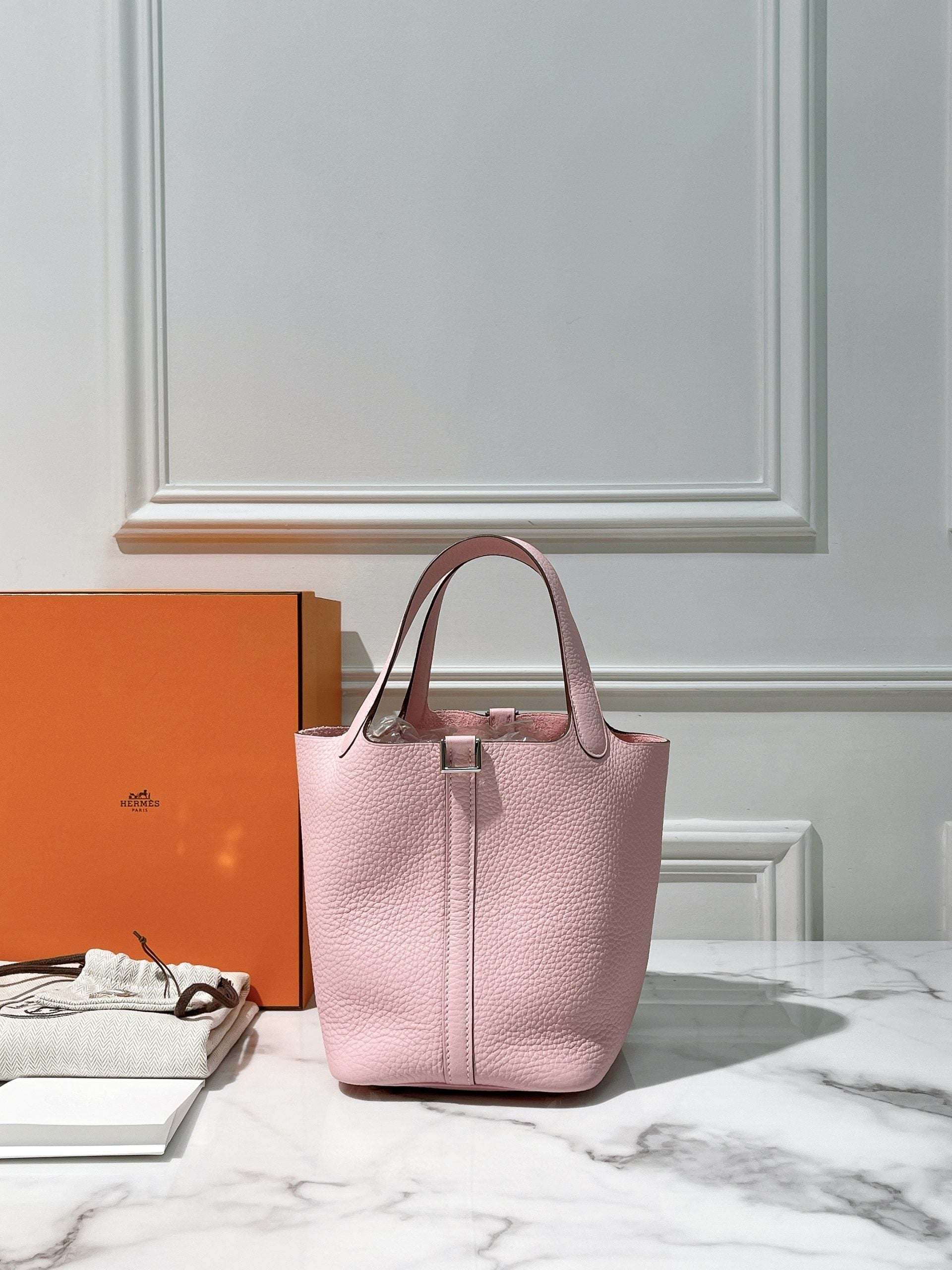 HERMES PICOTIN 18 ROSE SAKURA/SILVER