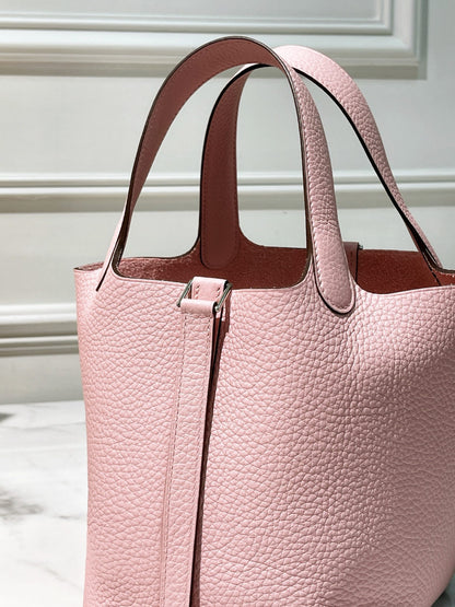 HERMES PICOTIN 18 ROSE SAKURA/SILVER