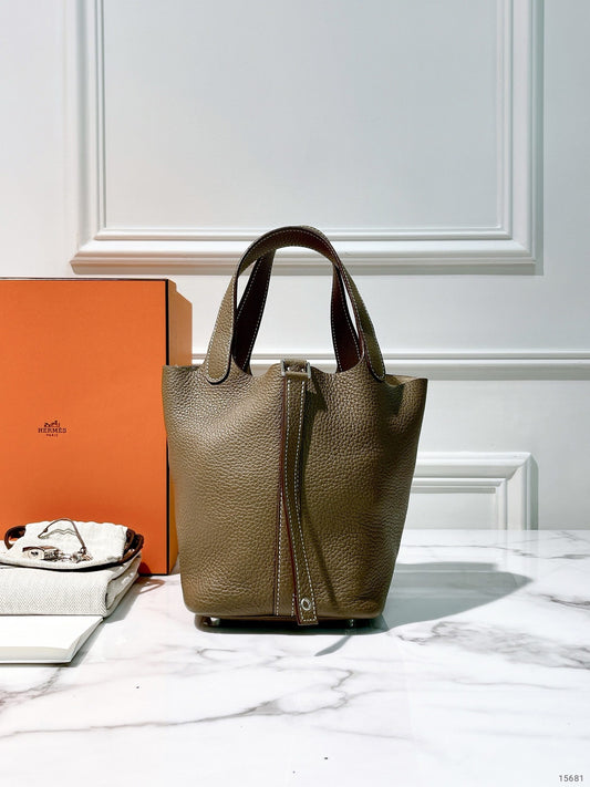 HERMES PICOTIN 18 ETOUPE/SILVER