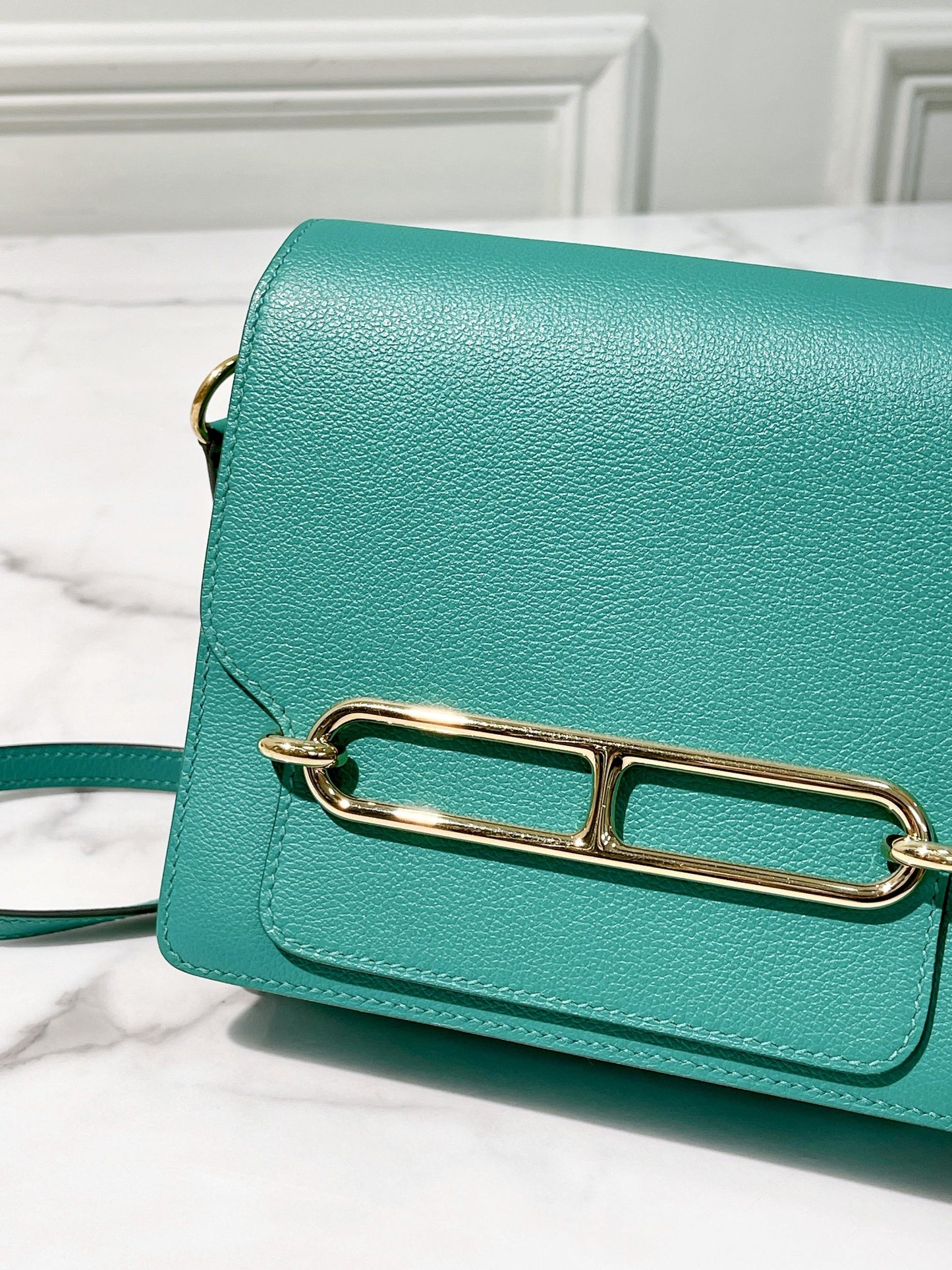 HERMES ROULIS MINI VERT JADE/GOLD