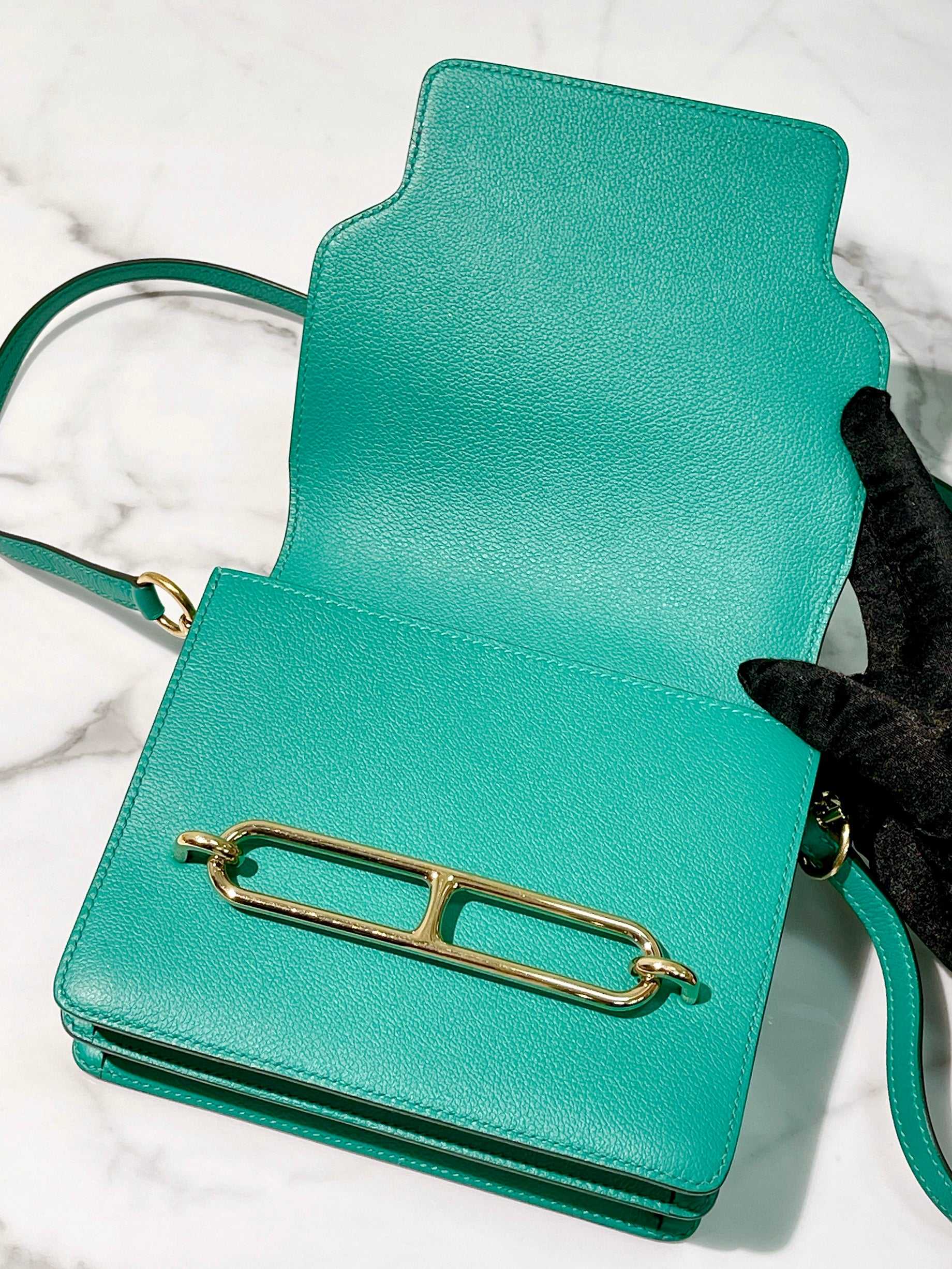 HERMES ROULIS MINI VERT JADE/GOLD