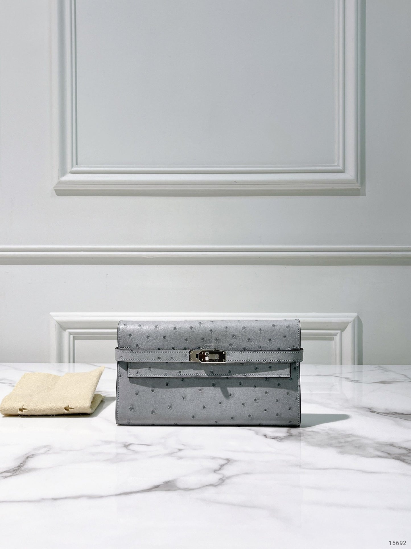 HERMES KELLY LONG WALLET GRIS MOUETTE/SILVER