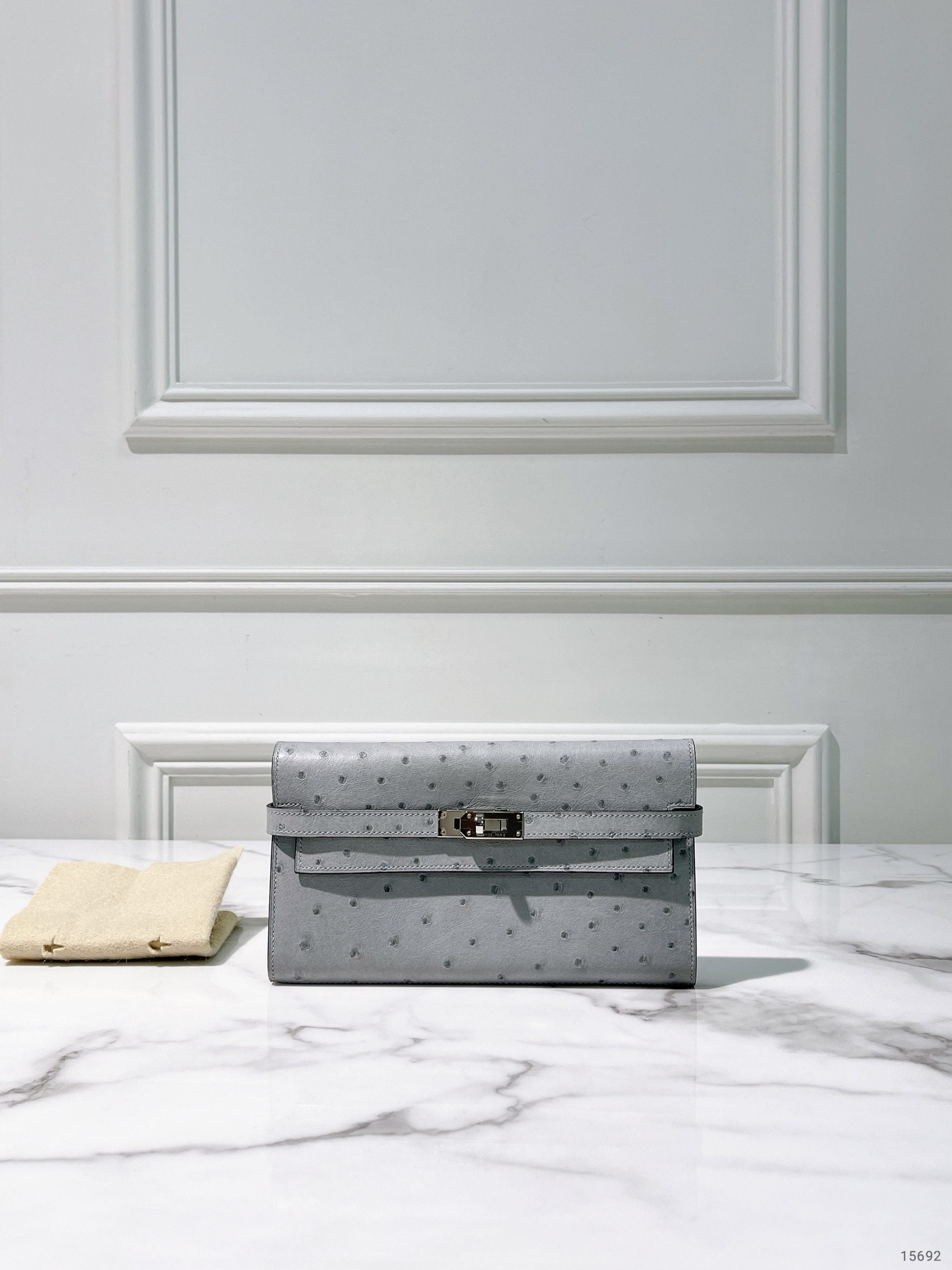 HERMES KELLY LONG WALLET GRIS MOUETTE/SILVER