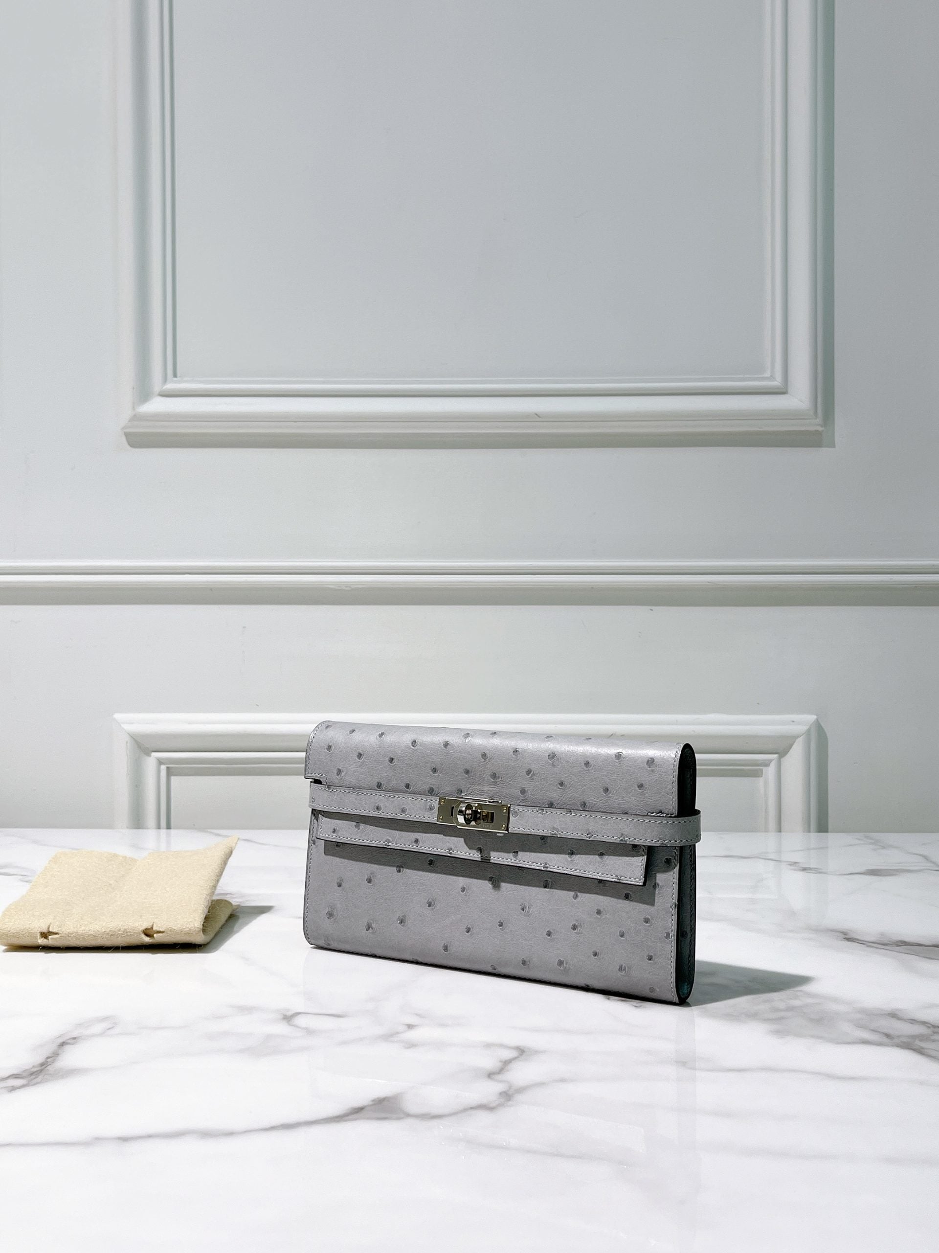 HERMES KELLY LONG WALLET GRIS MOUETTE/SILVER