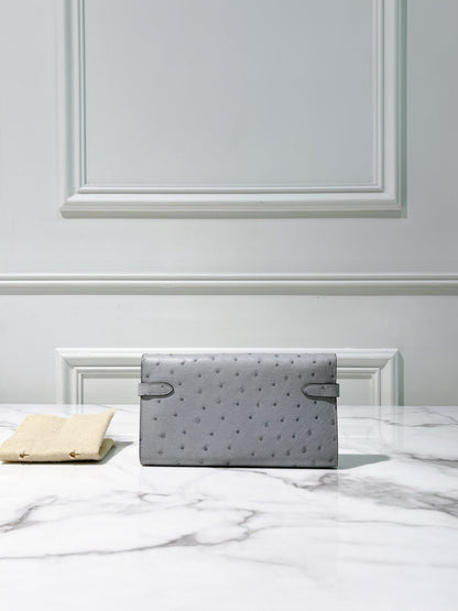 HERMES KELLY LONG WALLET GRIS MOUETTE/SILVER