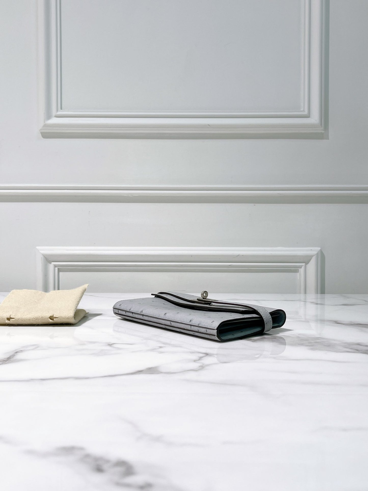 HERMES KELLY LONG WALLET GRIS MOUETTE/SILVER