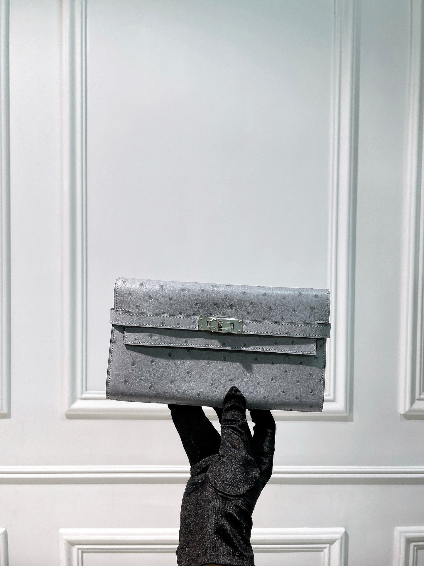 HERMES KELLY LONG WALLET GRIS MOUETTE/SILVER