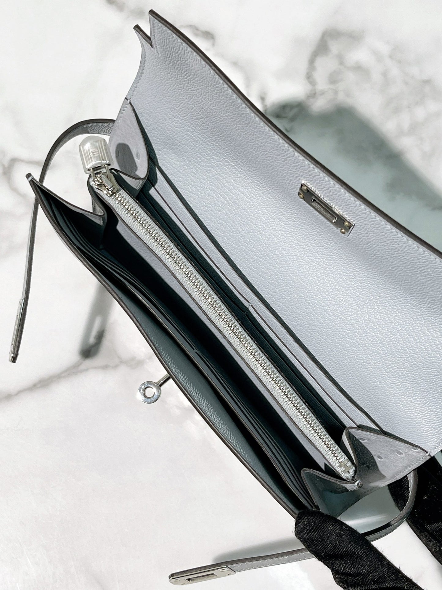 HERMES KELLY LONG WALLET GRIS MOUETTE/SILVER