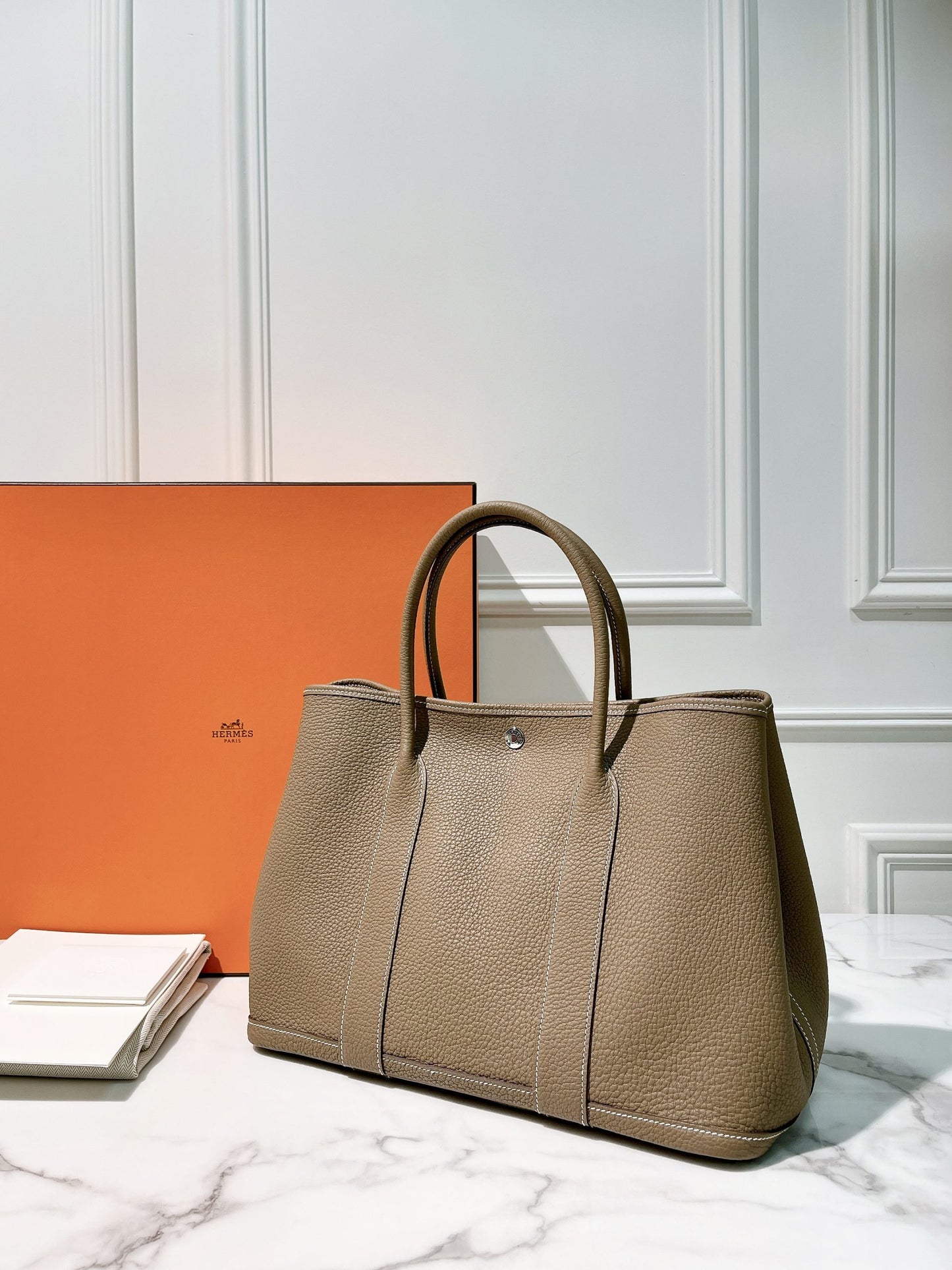 HERMES GARDEN PARTY 36 ETOUPE/SILVER