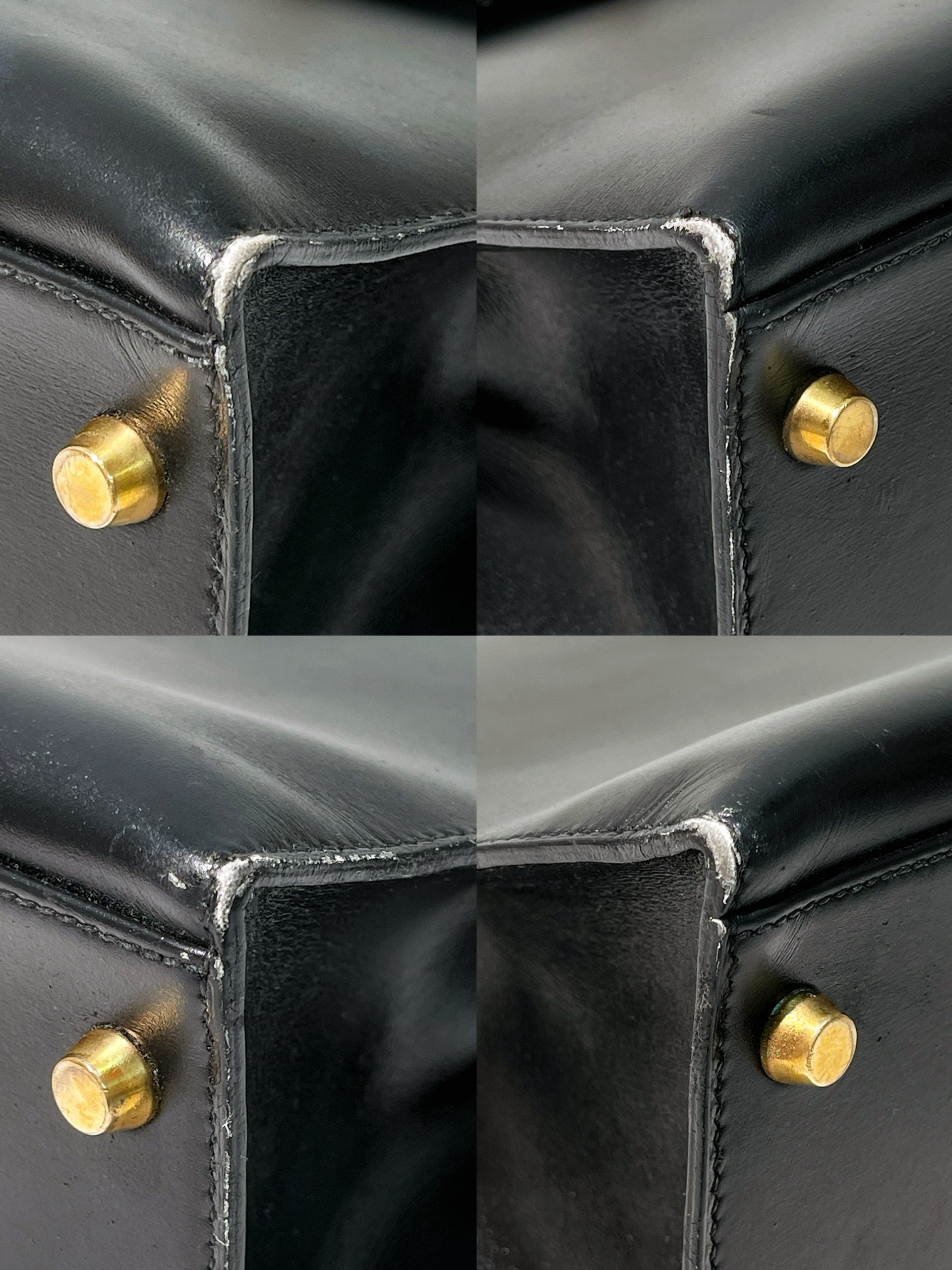 HERMES VINTAGE KELLY 32, NOIR/GOLD